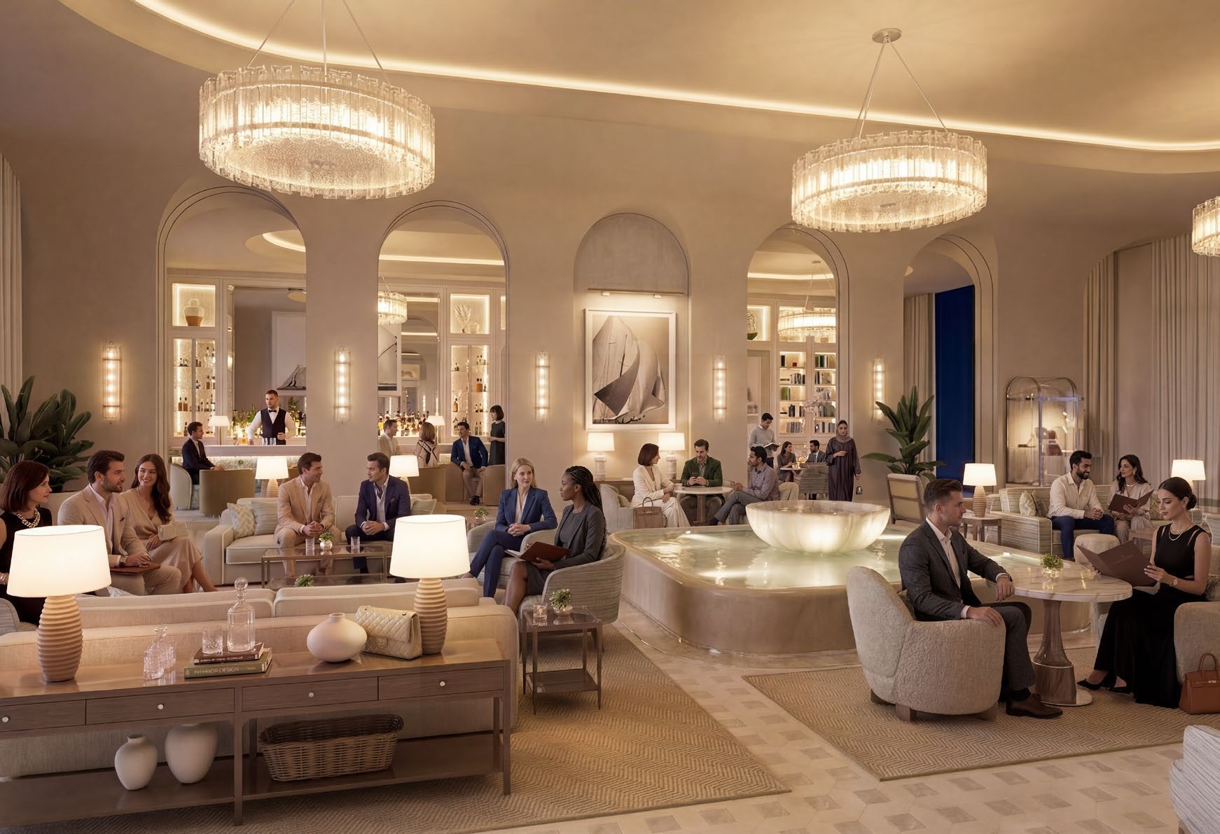 The Bristol Residences lounge architectural render
