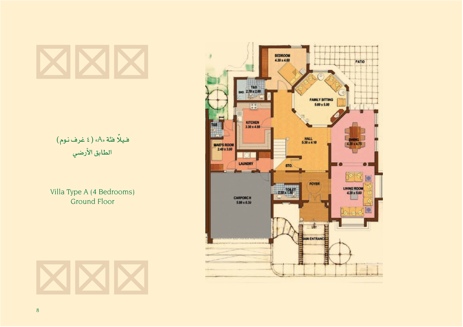 Al Oyoun Village original complete type A ground floor drawing