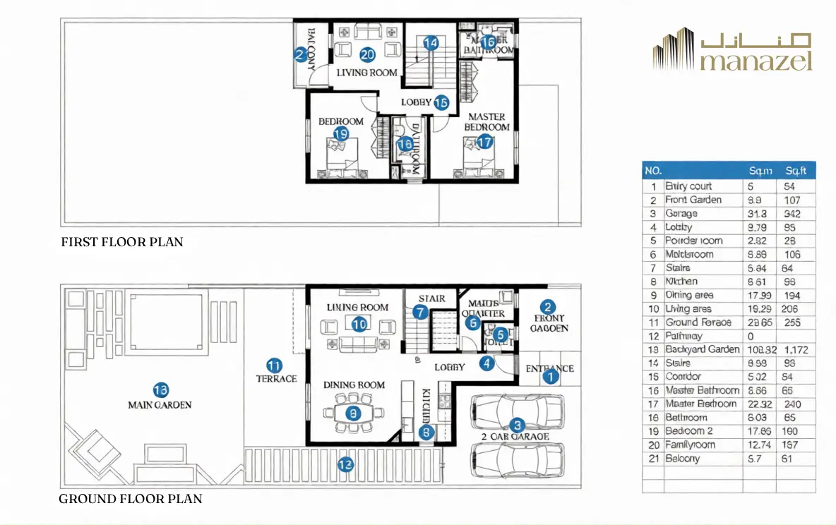 2 bedroom villa Type B, both floors