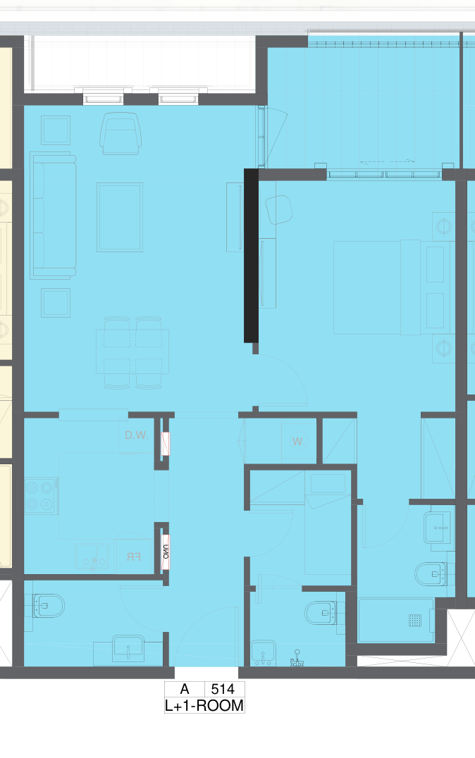 1 bedroom apartment, A-514