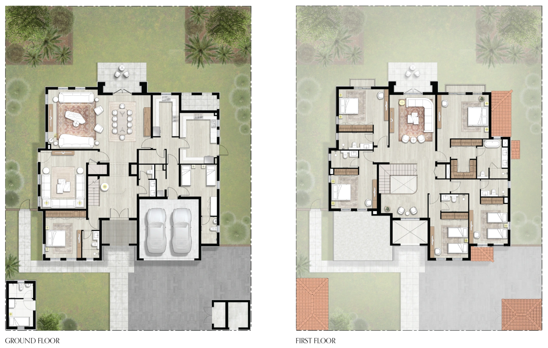 6 bedroom villa, Type A, ground and first floor