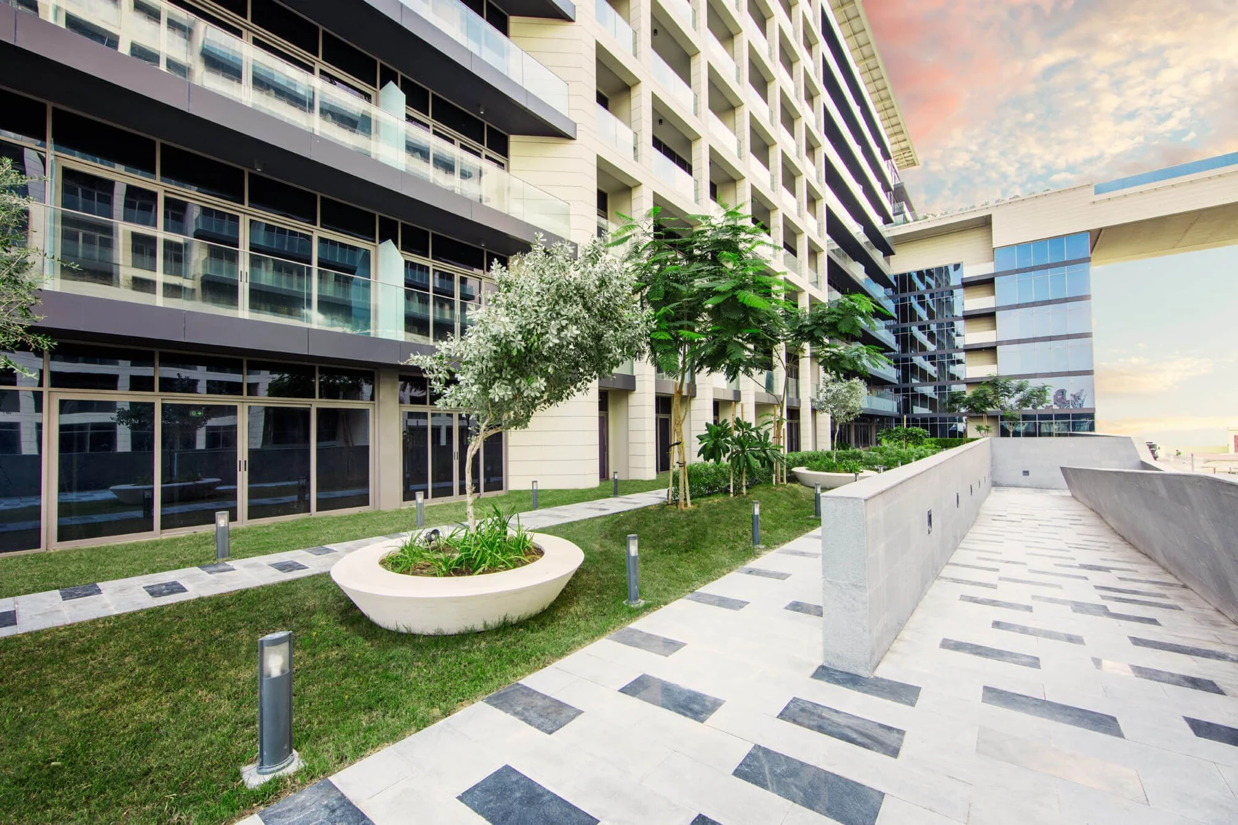 Bloom Park View Residential courtyard and completed architecture