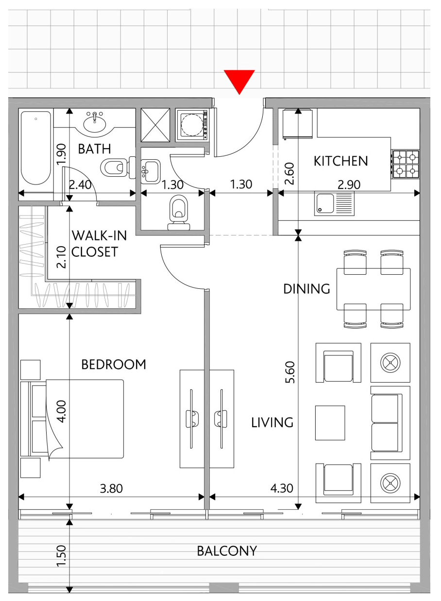 Bloom Park View 1 bedroom apartment, Type A