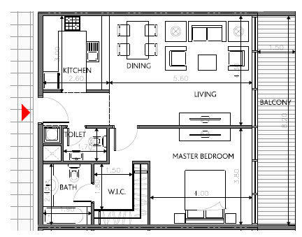 Bloom Soho Square 1 bedroom apartment, Type A