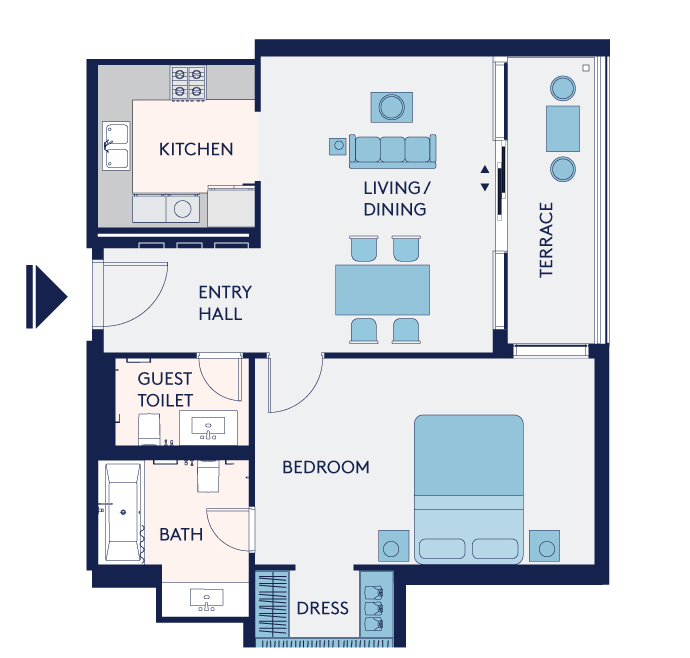 Original complete Canal Residence one bedroom bm home layout