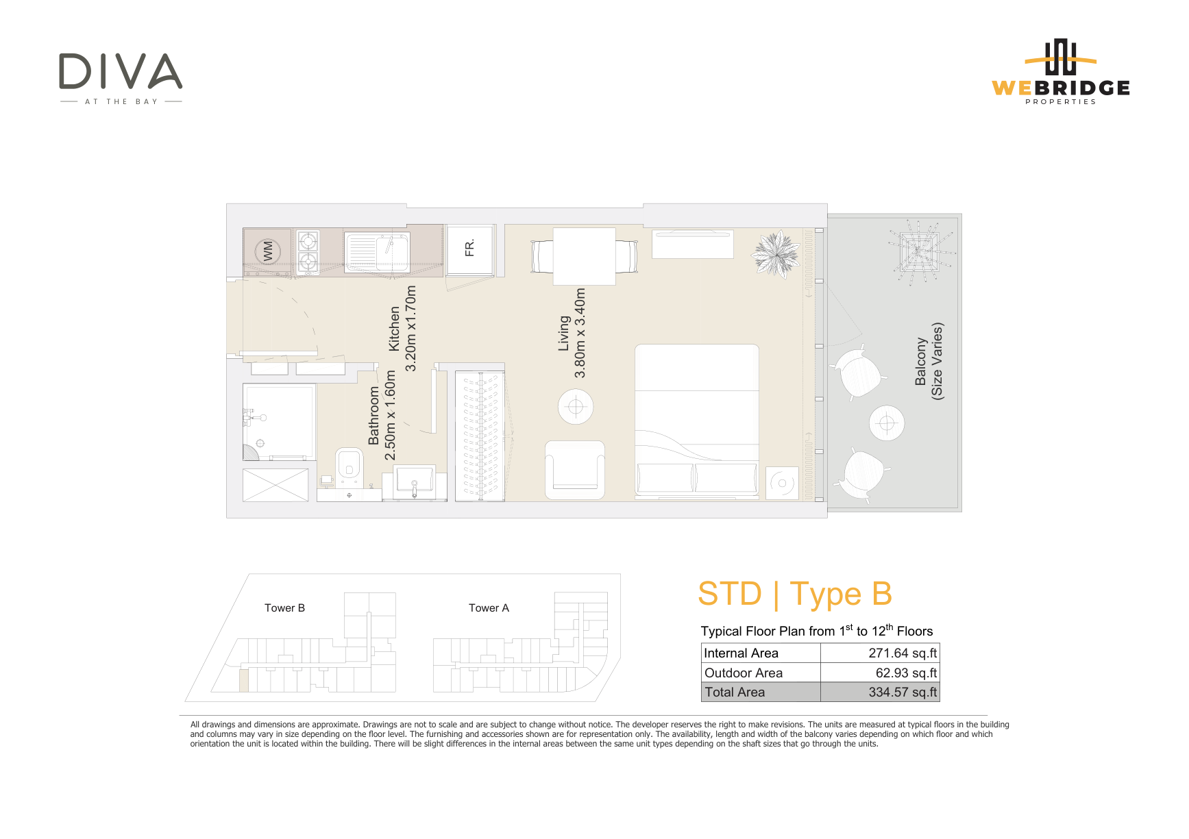 Diva Studio Type B, Towers A and B complete original home drawing