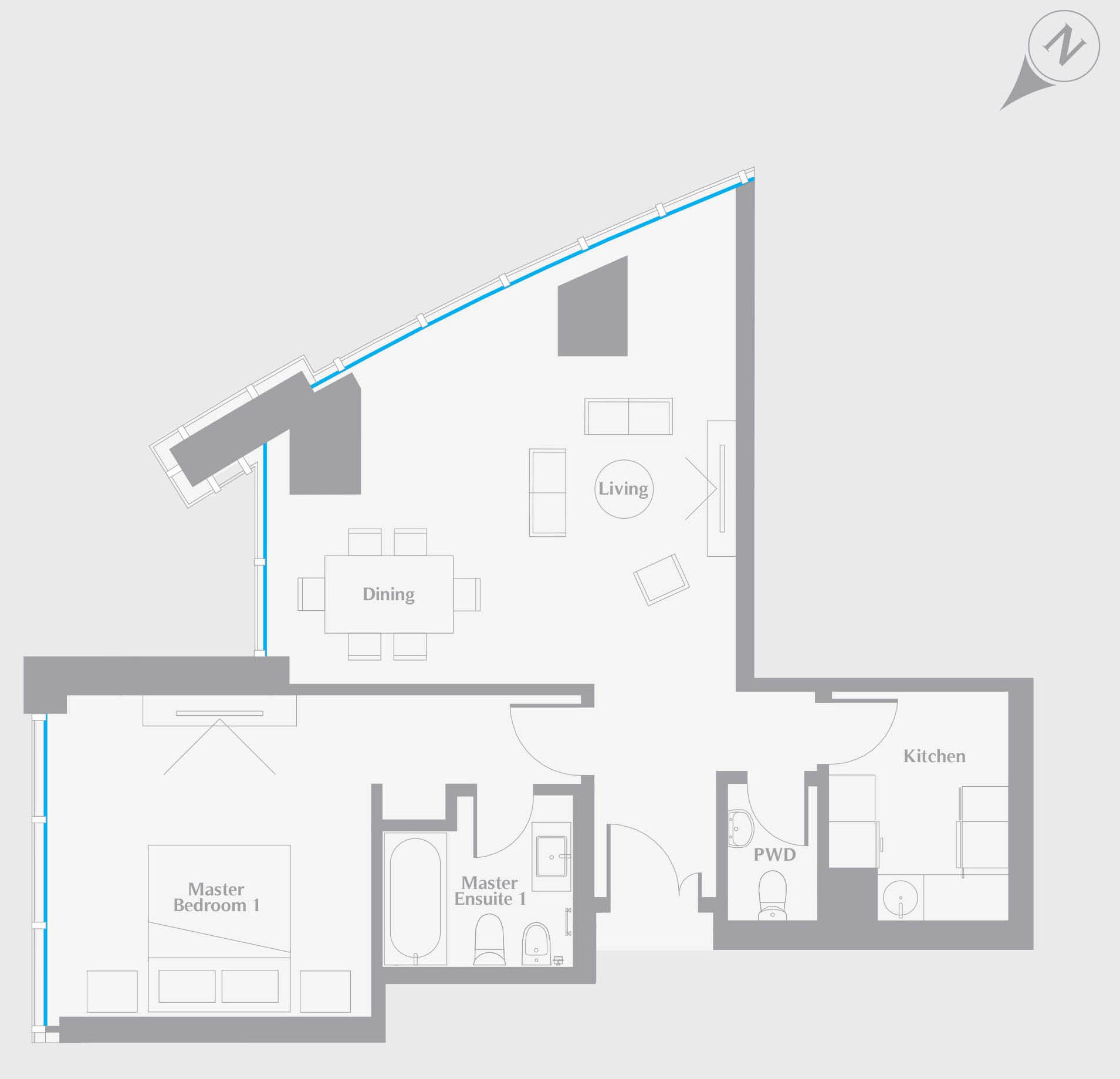 Etihad Towers original one bedroom home drawing T2-1A