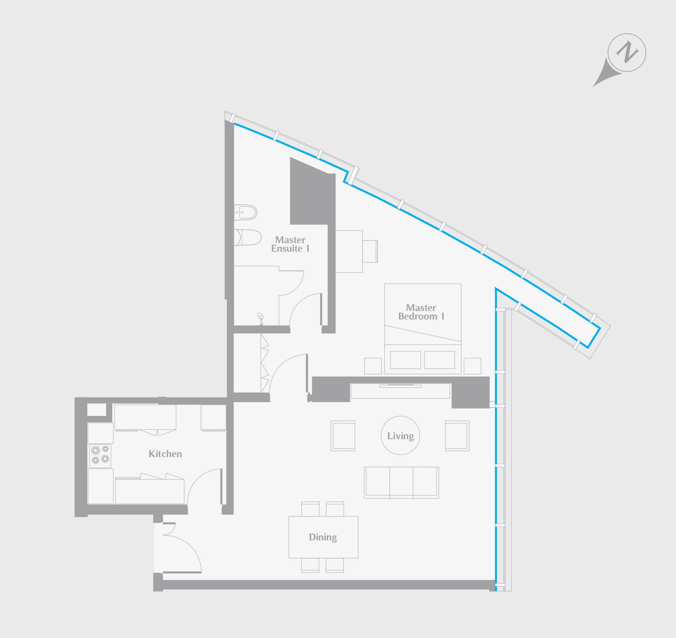 Etihad Towers original one bedroom home drawing T2-1C