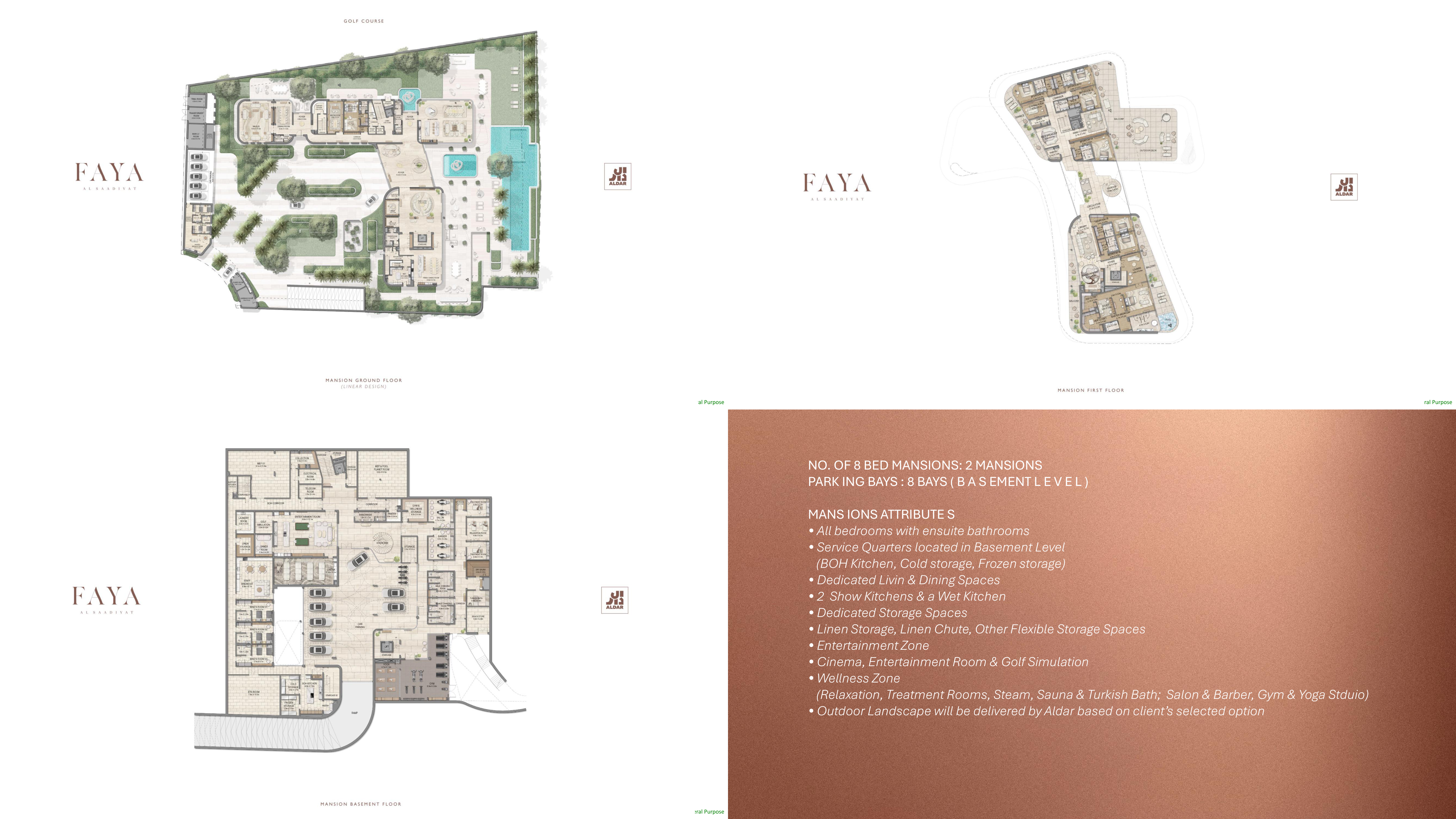 Original eight bedroom mansion ground, first and basement levels, with mansion design attributes