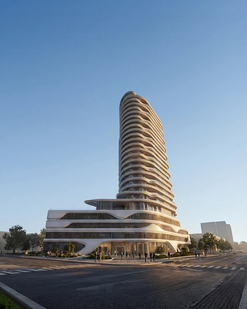 Flow25 Illustrative full building and arrival