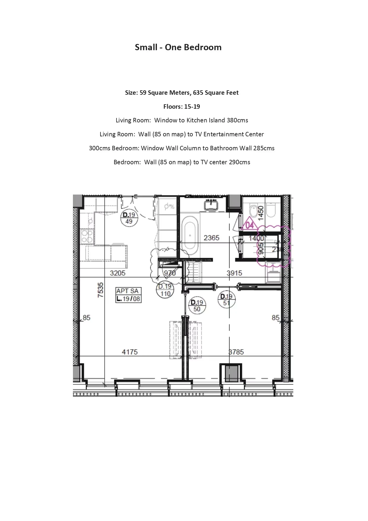 Four Seasons Private Residences · Small 1 bedroom apartment, 635 sq ft