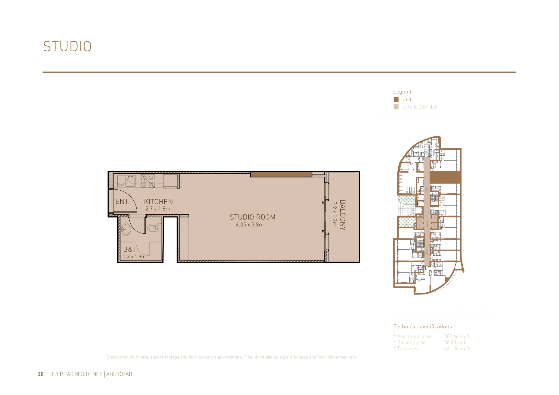 Studio Type A individual home drawing at Julphar Residence