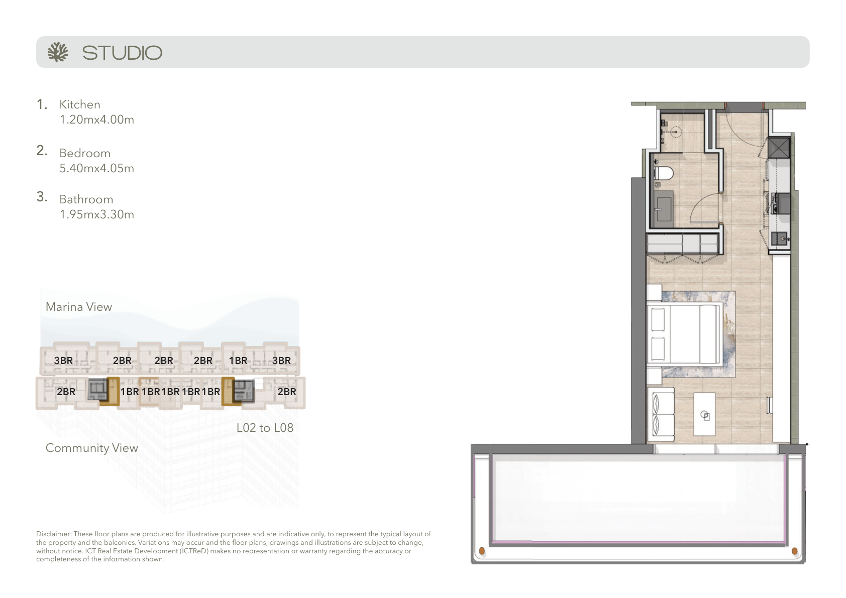 Juman 1 Studio apartment design complete individual design and original illustrative disclaimer