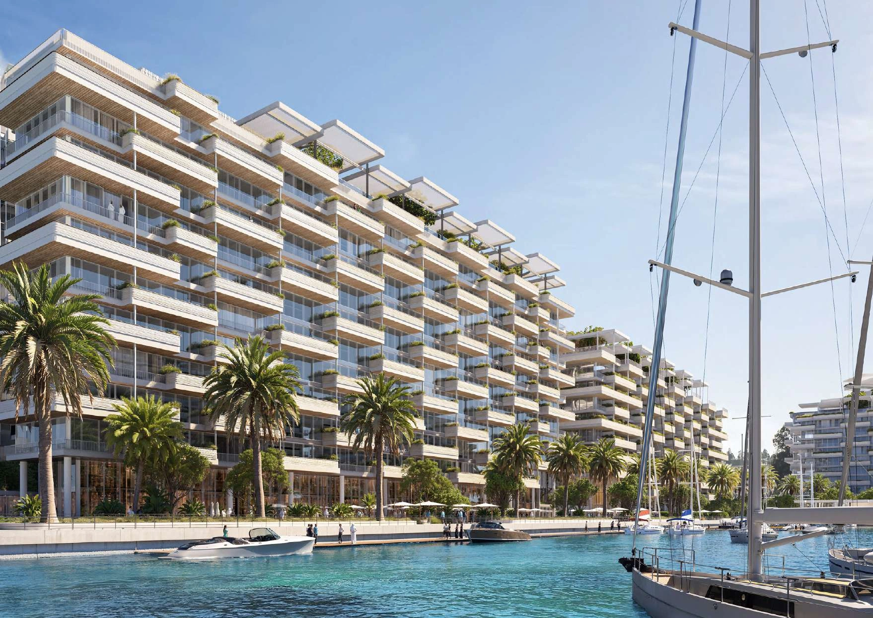 Juman 2 marina frontage architectural illustration from its project brochure