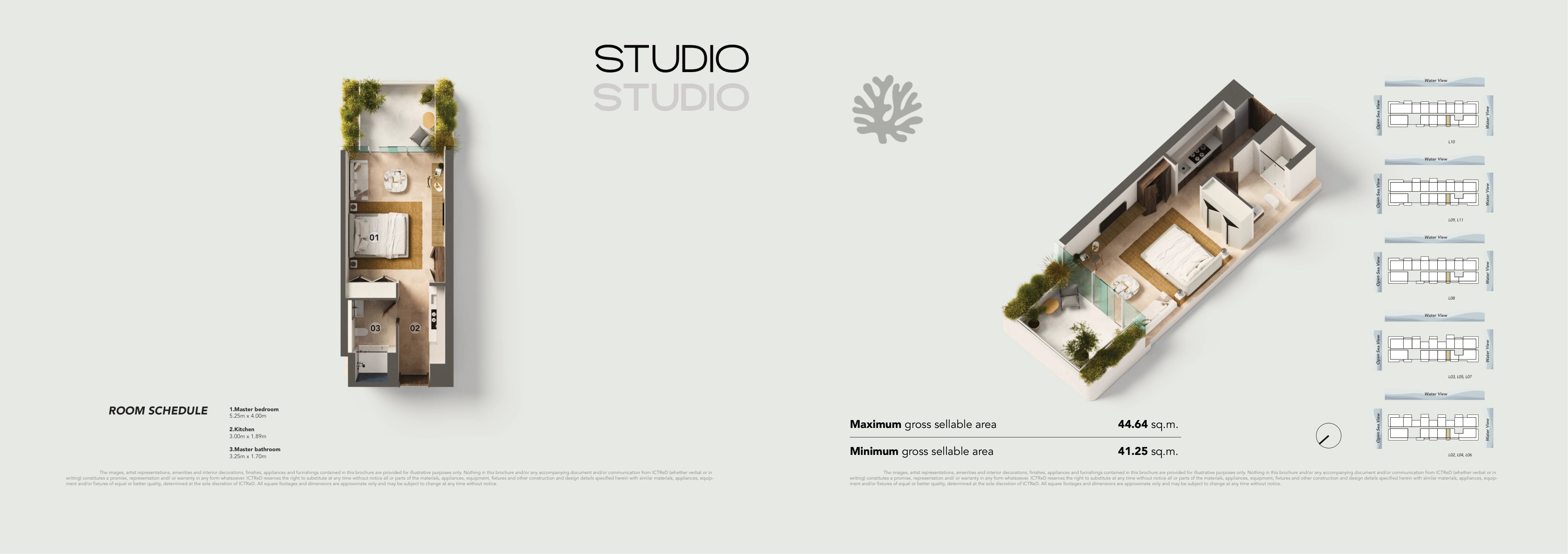 Juman 3 Studio apartment complete original design panel and gross sellable area schedule