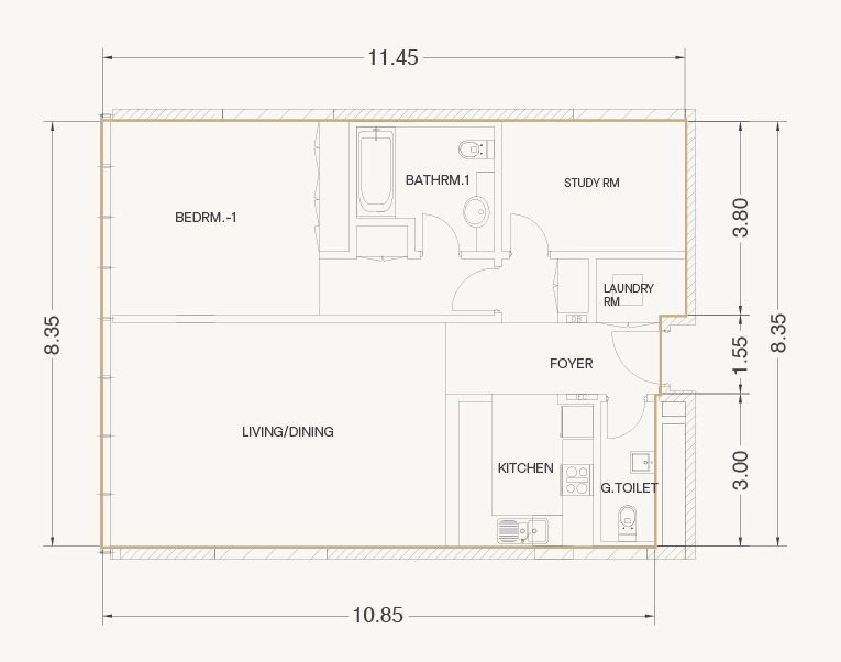 1 bedroom apartment, A-709 at Lamar Residences