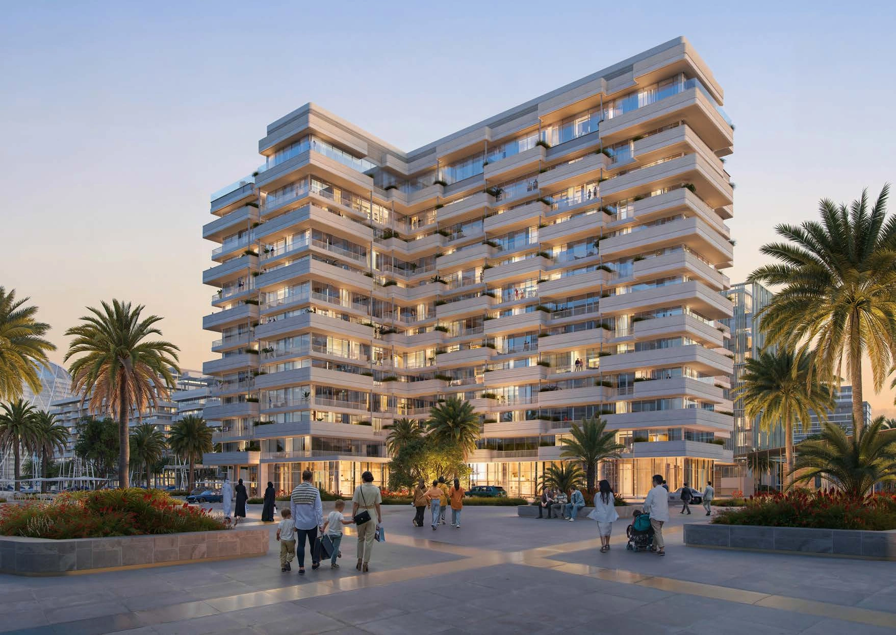 Luluat Marina residence arrival architectural illustration from its project brochure