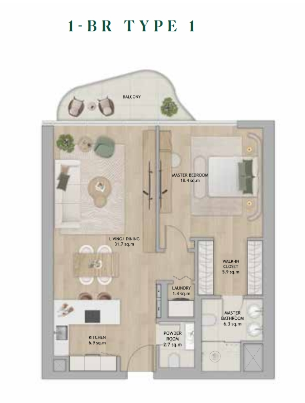 Mamsha Gardens 1 bedroom type 1
