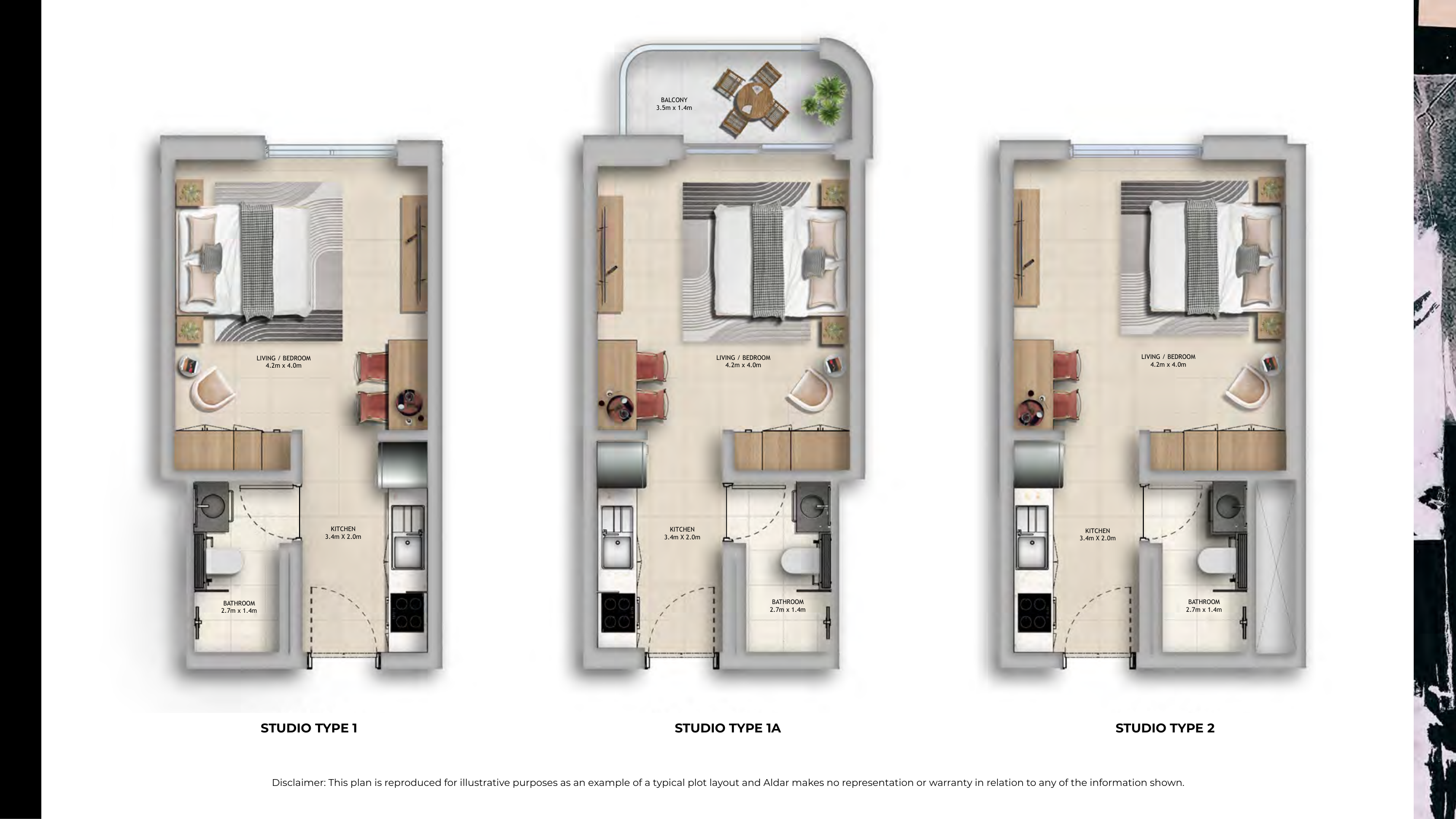 Manarat Living II Studio types 1, 1A and 2