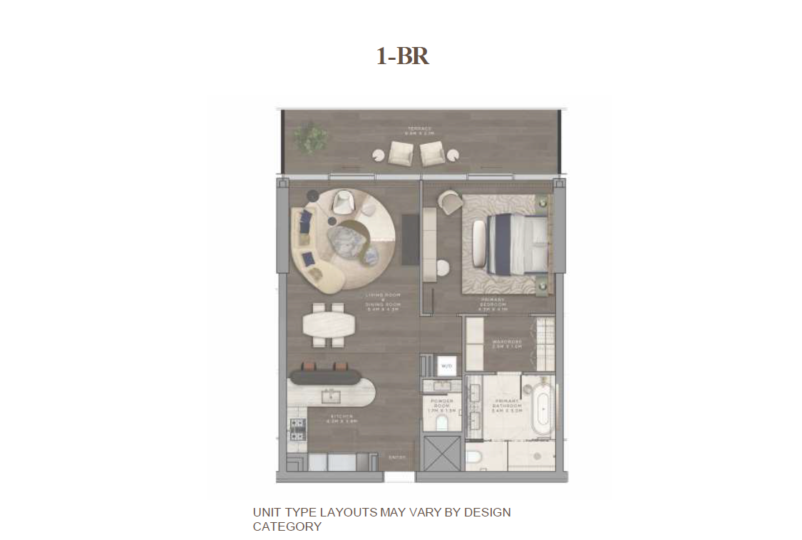 Mandarin Oriental Residences 1 bedroom apartment, type 1
