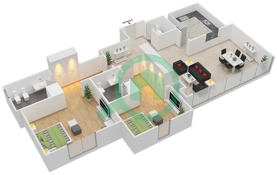 2 bedroom apartment, typical units 1 and 10