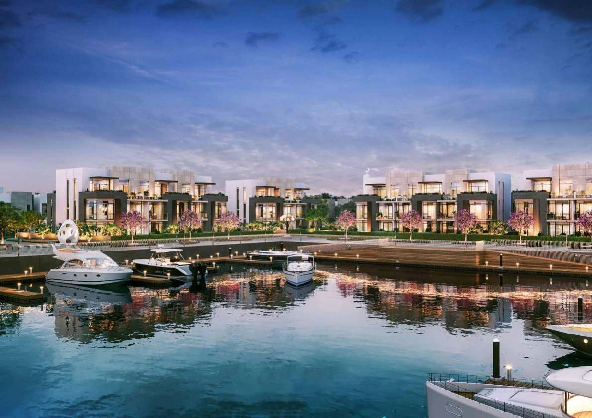 Original Marsa Al Jubail architectural illustration showing waterfront villas
