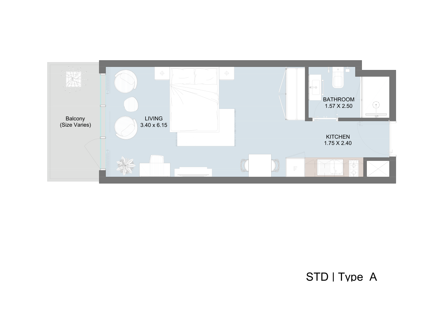 Oasis Residences 1 Studio Type A original whole drawing