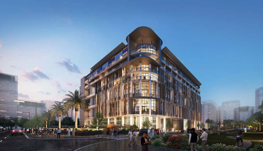 Oasis Residences 2 evening exterior developer illustration