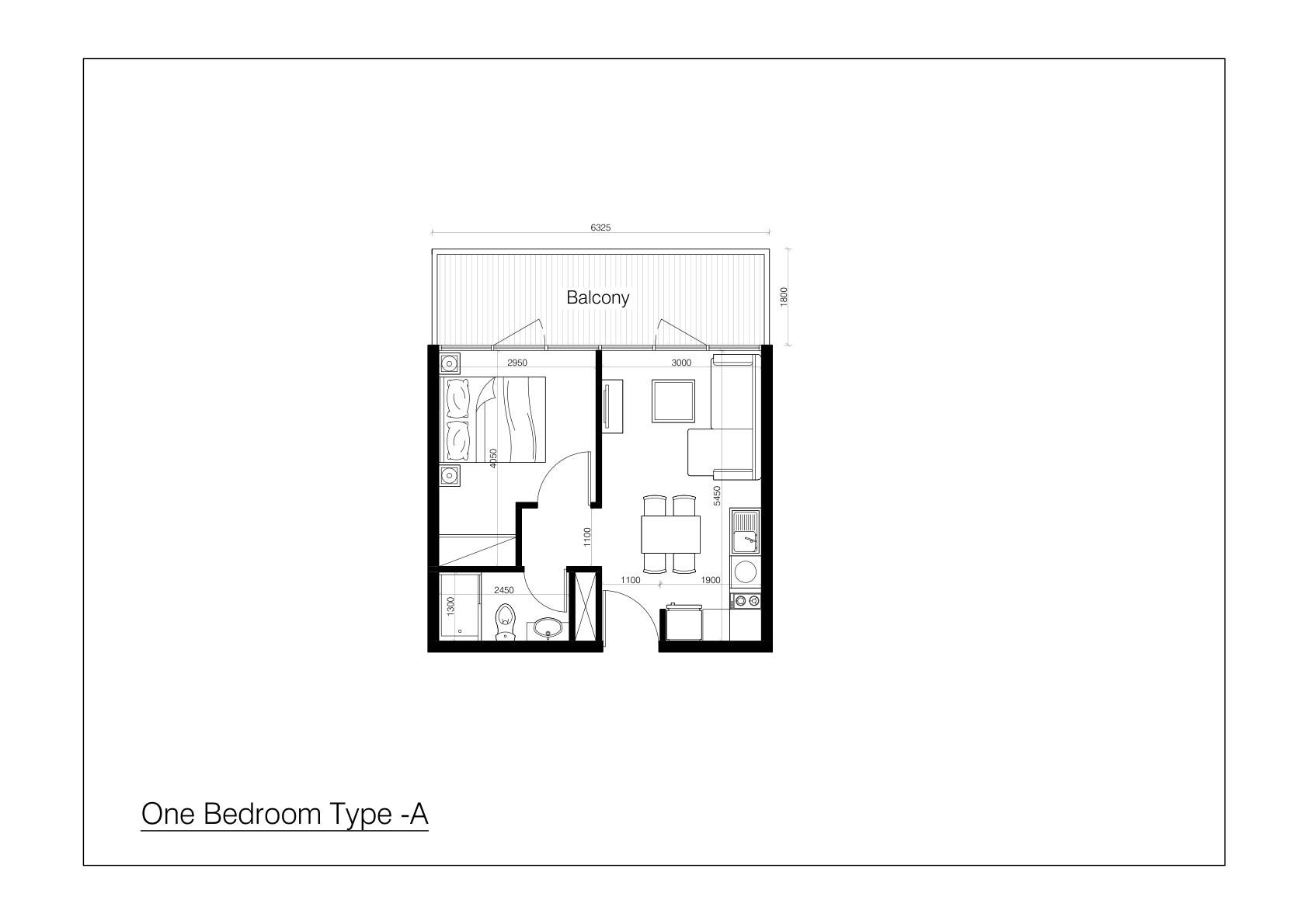Oasis Residences 2 One Bedroom Type A complete layout