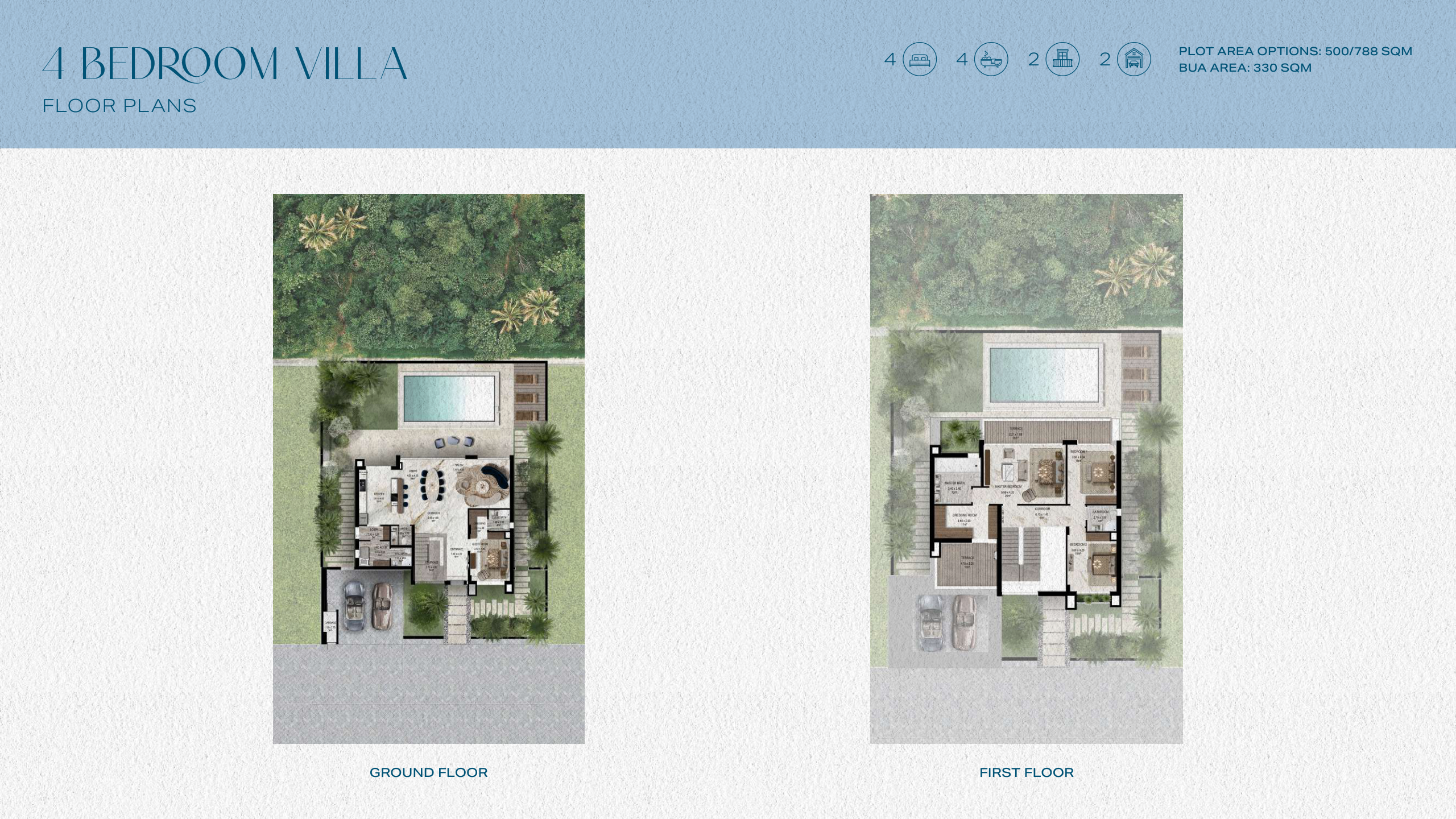 4 bedroom villa, ground and first floors