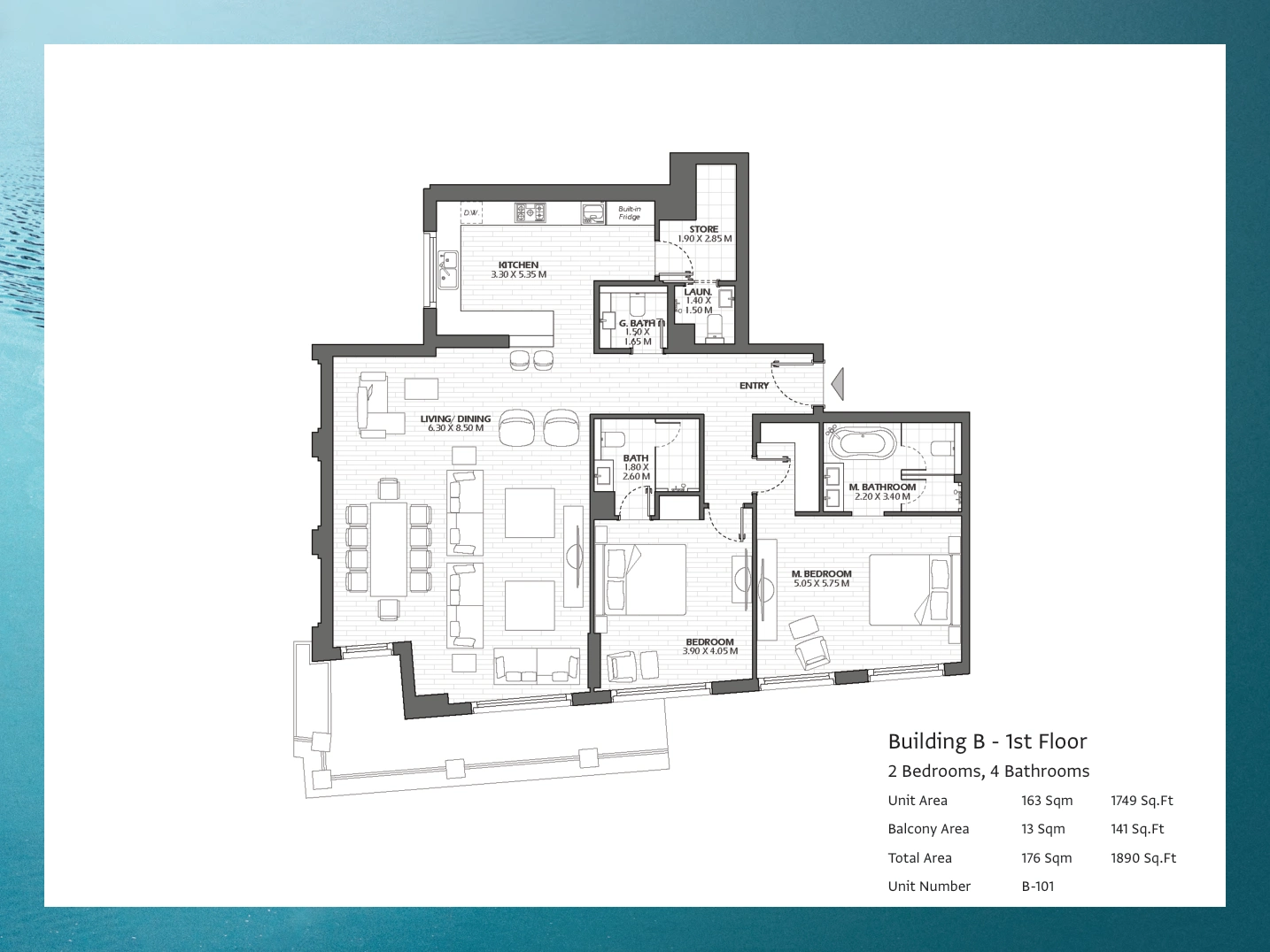 2 bedroom apartment, B-101 at One Reem Island