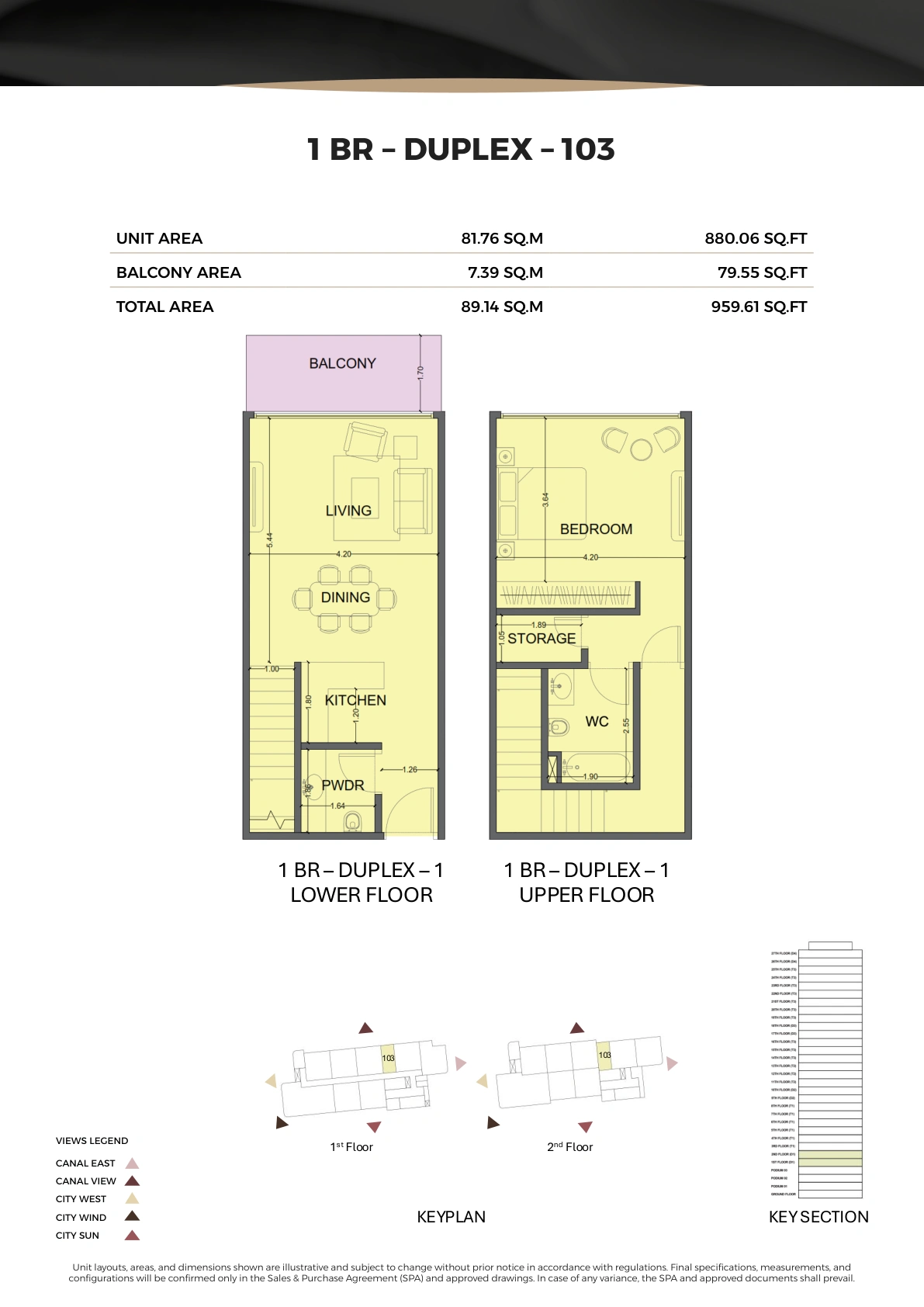 1 bedroom duplex, design 103 at ONE Residence, Al Reem Island