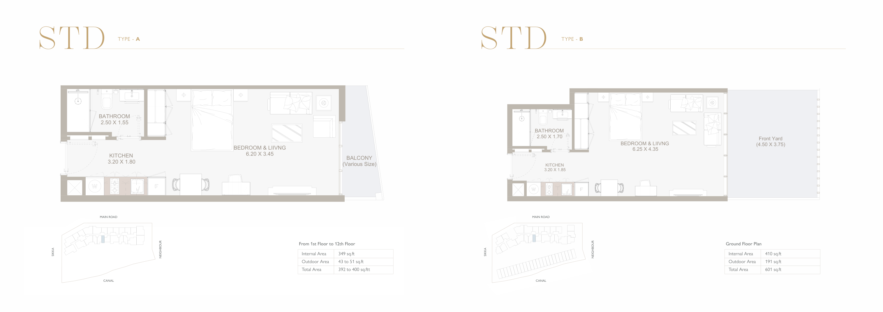 Perla 3 Studio Types A and B complete original home drawing