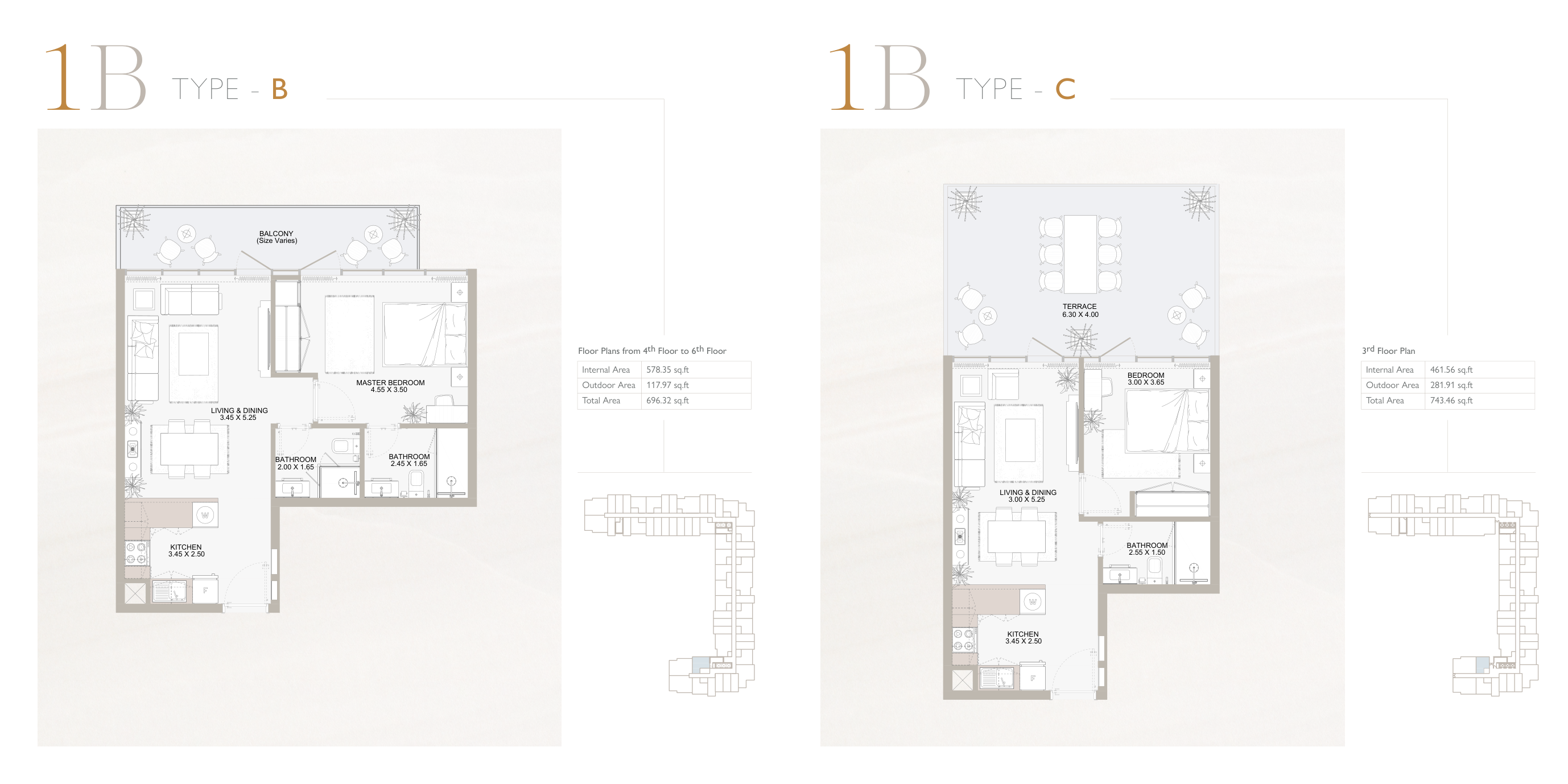 Plaza 1 One Bedroom Type B, left side whole original drawing sheet