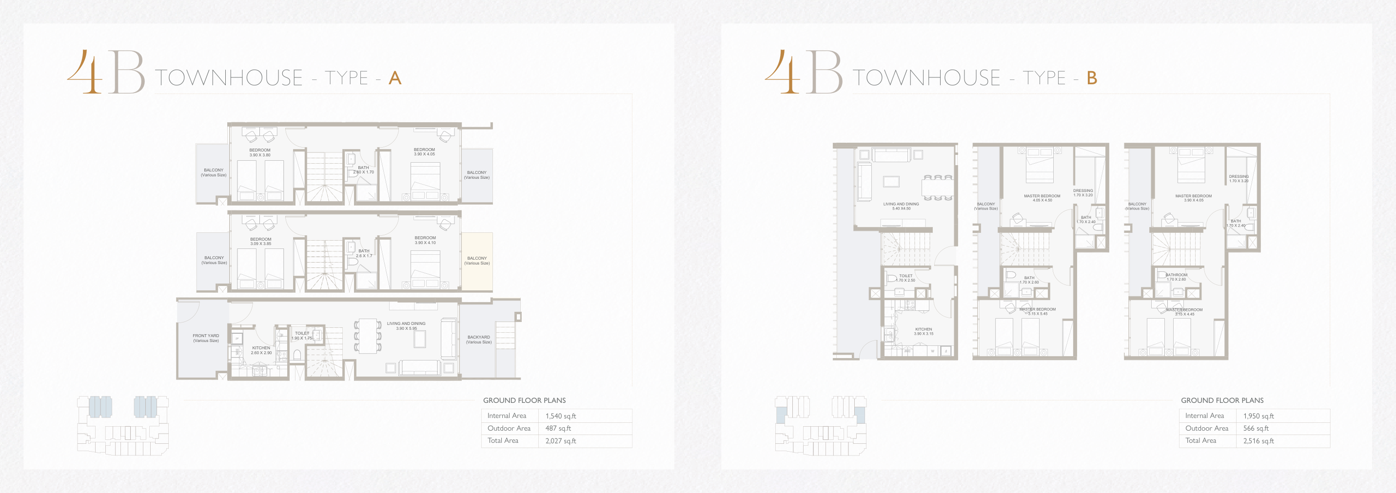Plaza 2 Four Bedroom Townhouse Types A and B full original drawing sheet