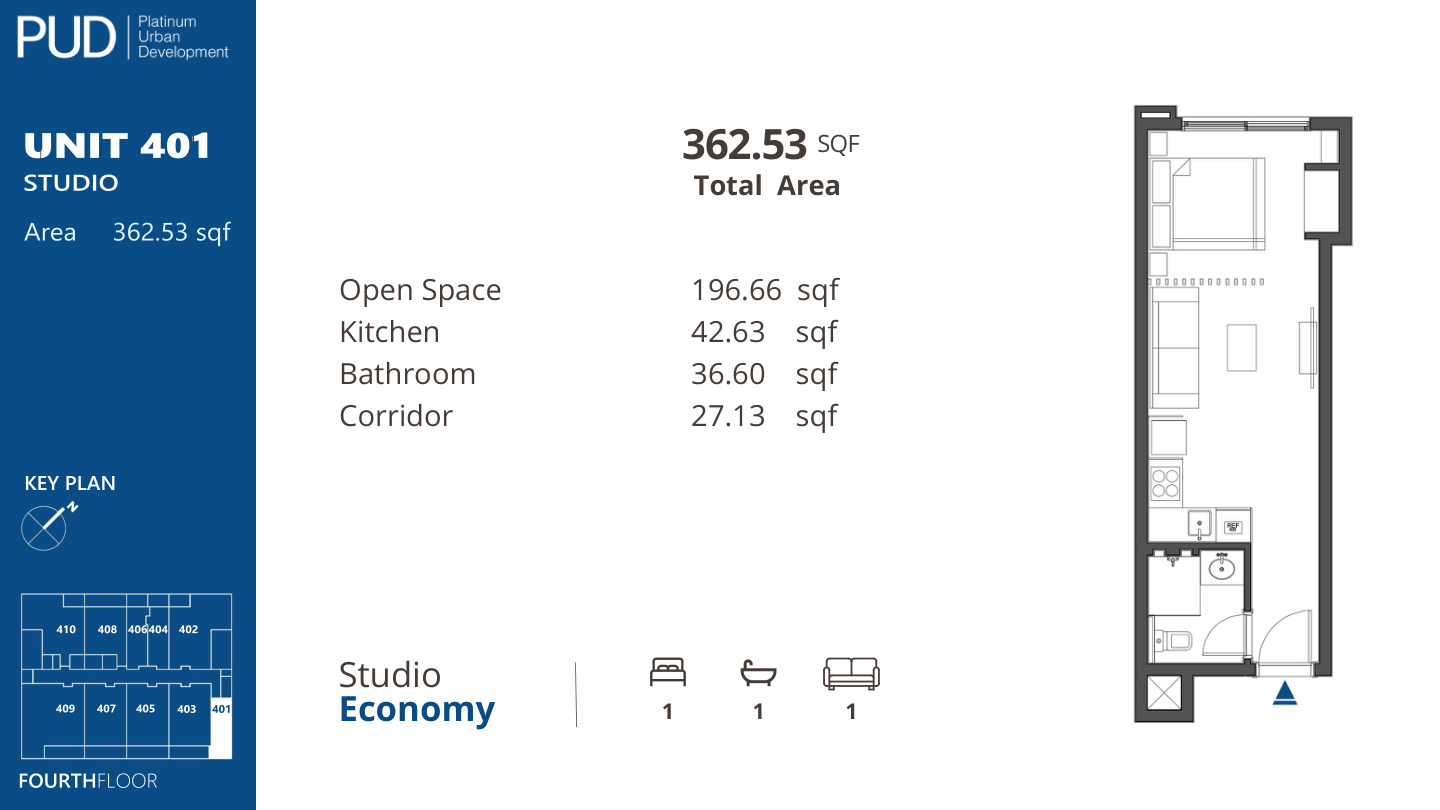 Studio Economy, Unit 401, complete original home sheet