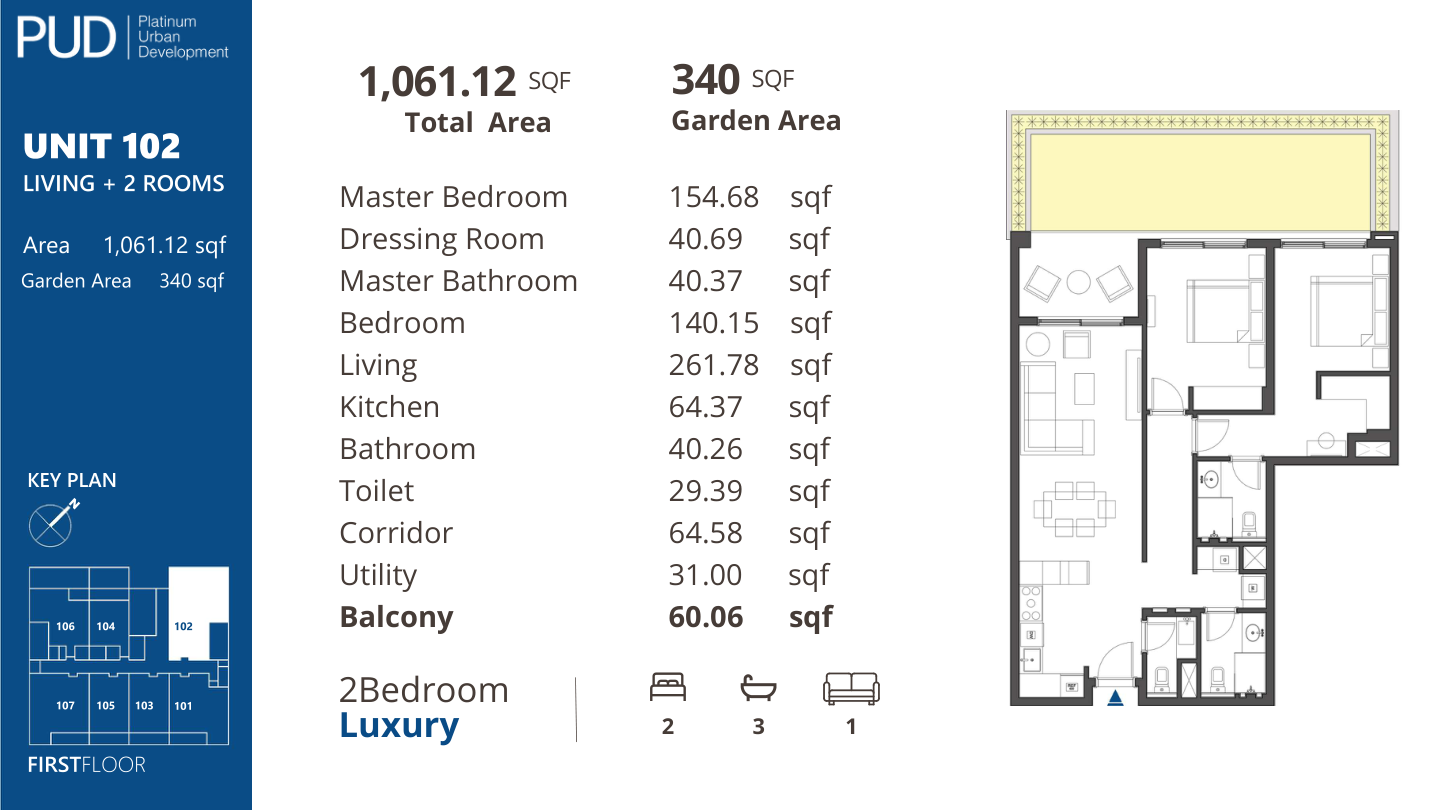 Two bedroom Luxury, Unit 102, complete original home sheet