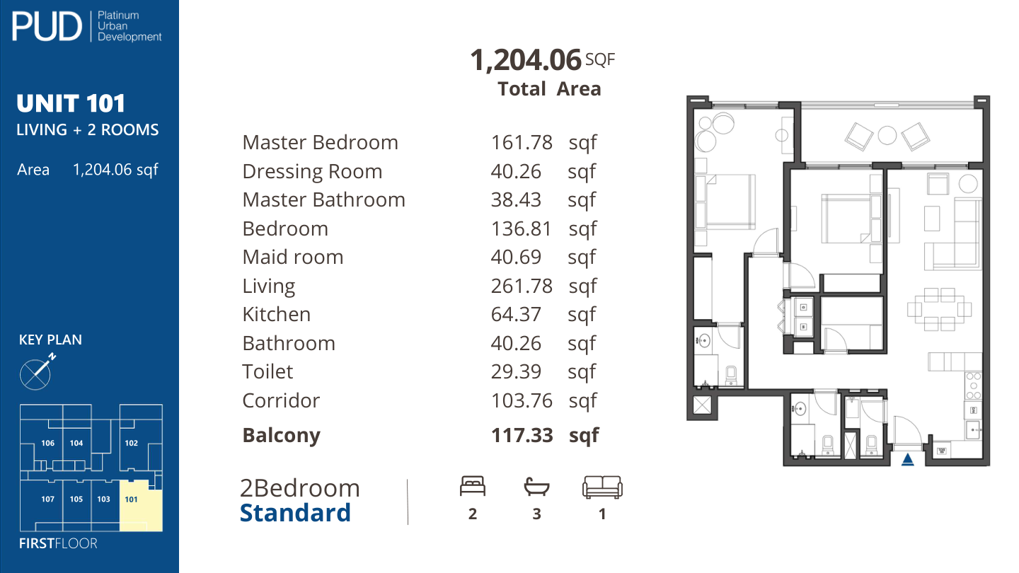 Two bedroom Standard, Unit 101, complete original home sheet