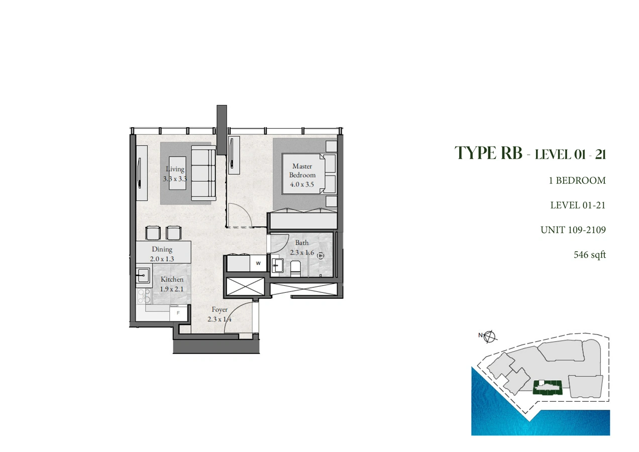 1 bedroom · 546 sq ft · Level 1-21