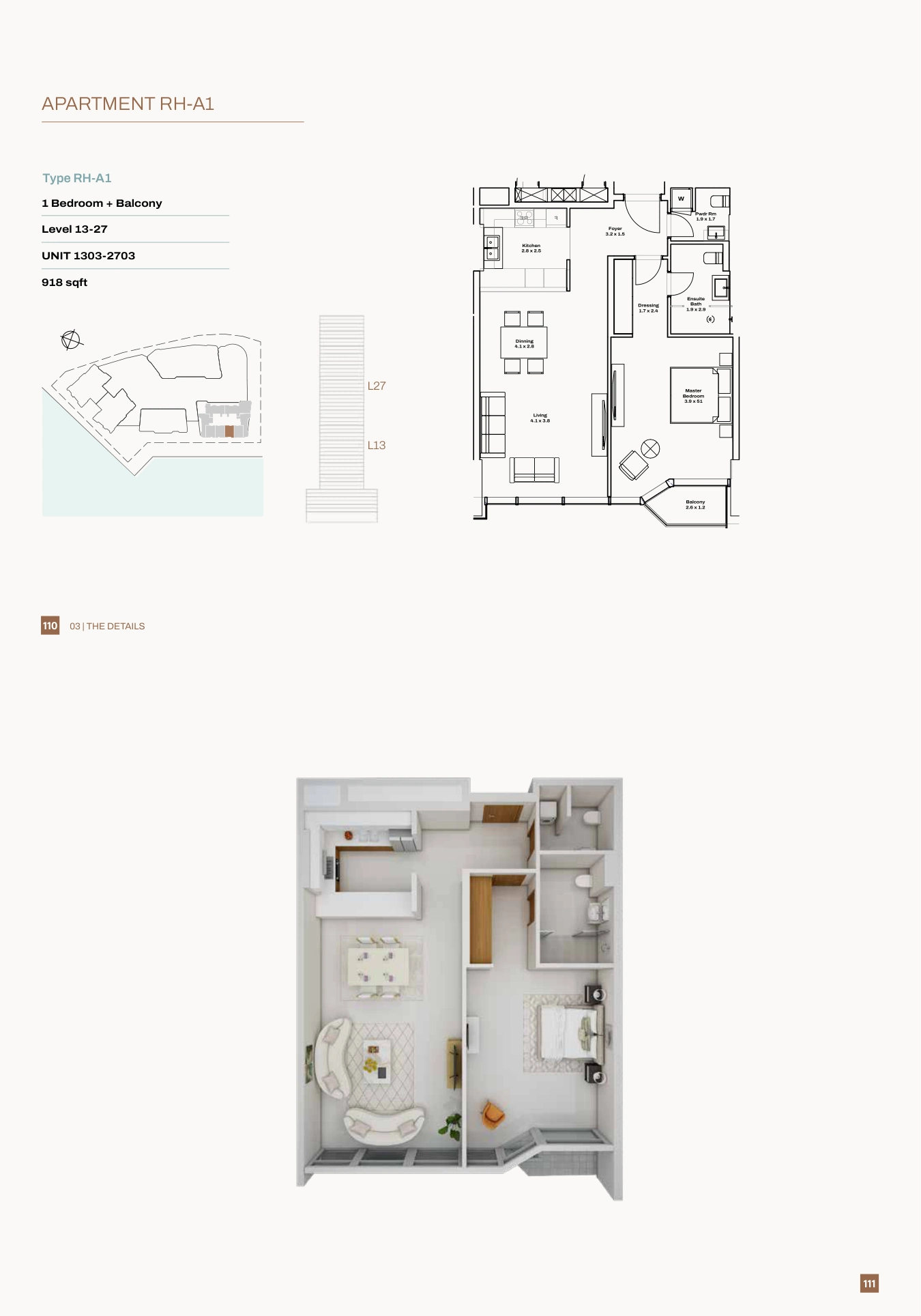 One bedroom RH-A1 · levels13–27 complete original home drawing with all applicable floors