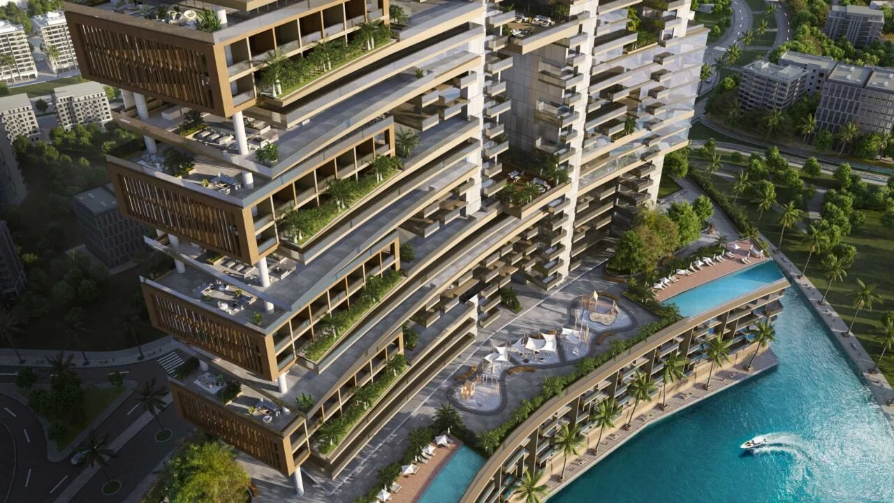 Radiant Marina Towers Illustrative waterfront architecture and shared pool