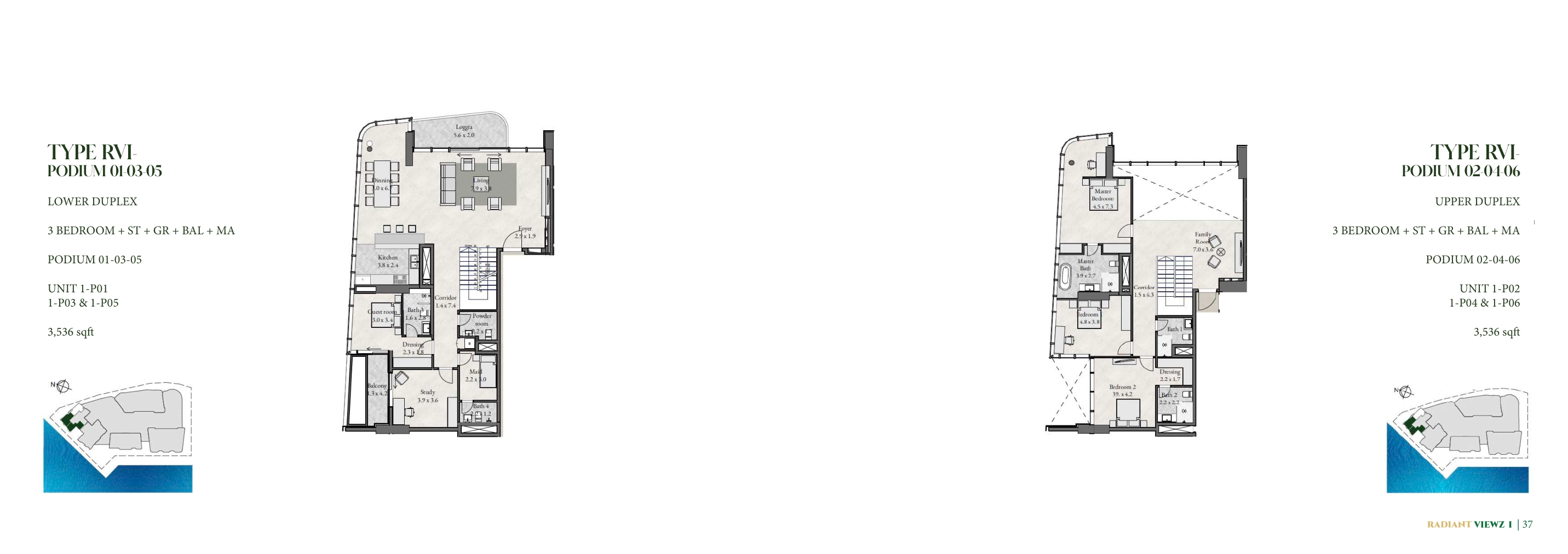 Viewz1 three bedroom podium duplex complete original home drawing with all applicable floors