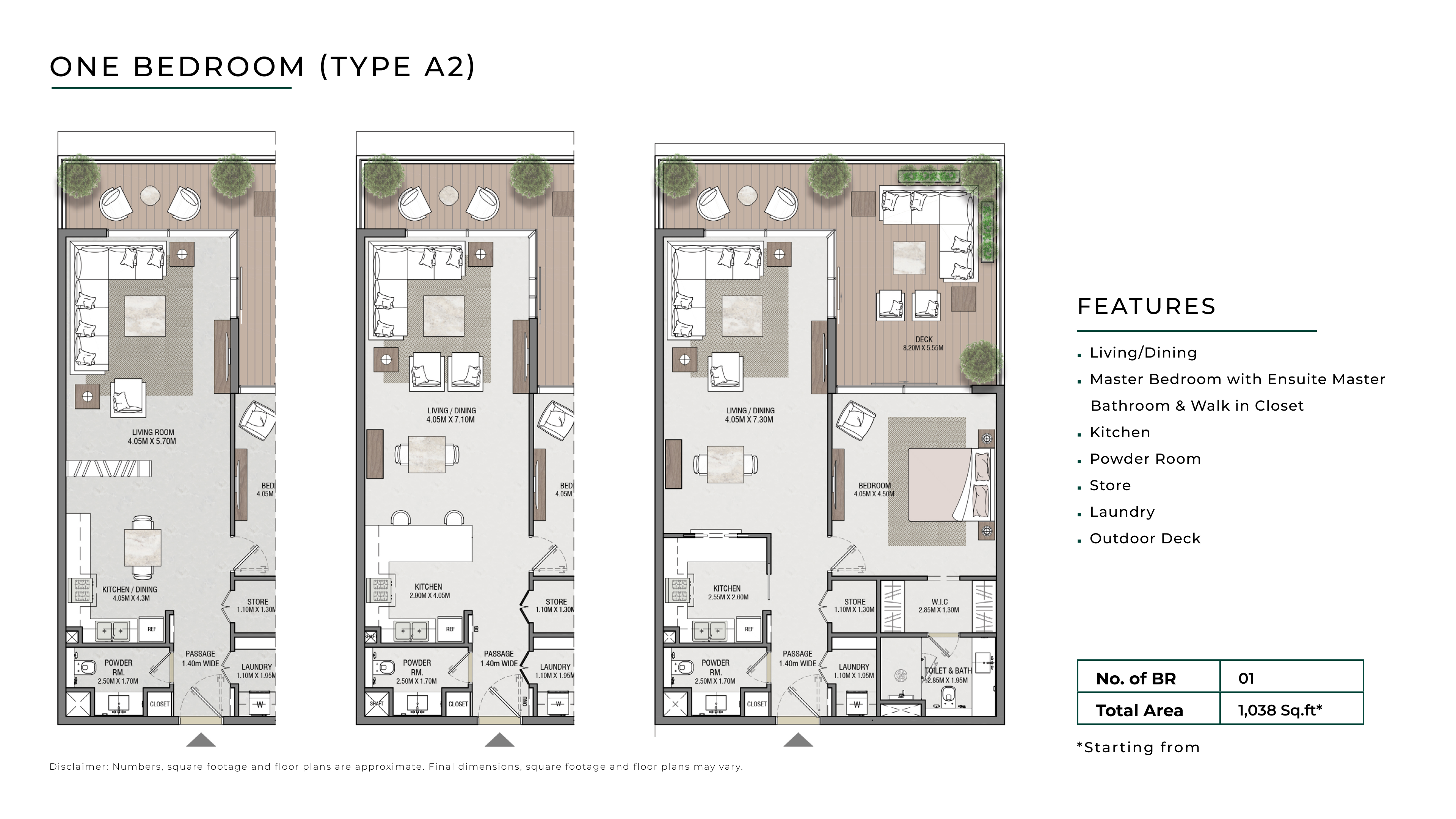 Reem Hills Manzel and Majlis 1 bedroom apartment Type A2, layout variants complete original source sheet