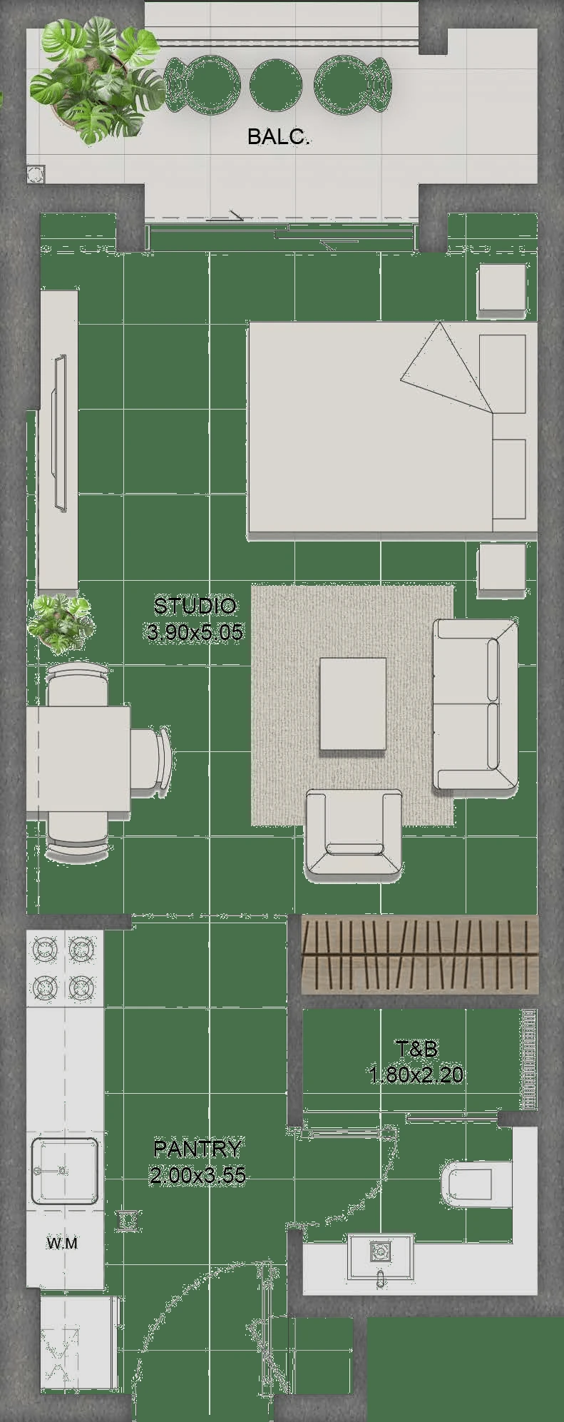 Reeman Residence 01, Studio unit 103