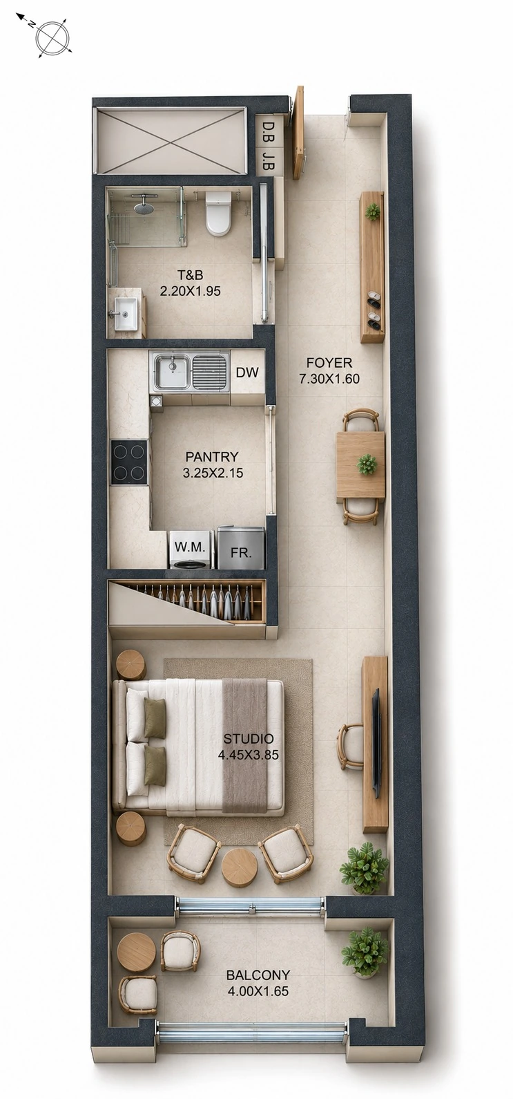 Reeman Residence 02, Studio unit 206
