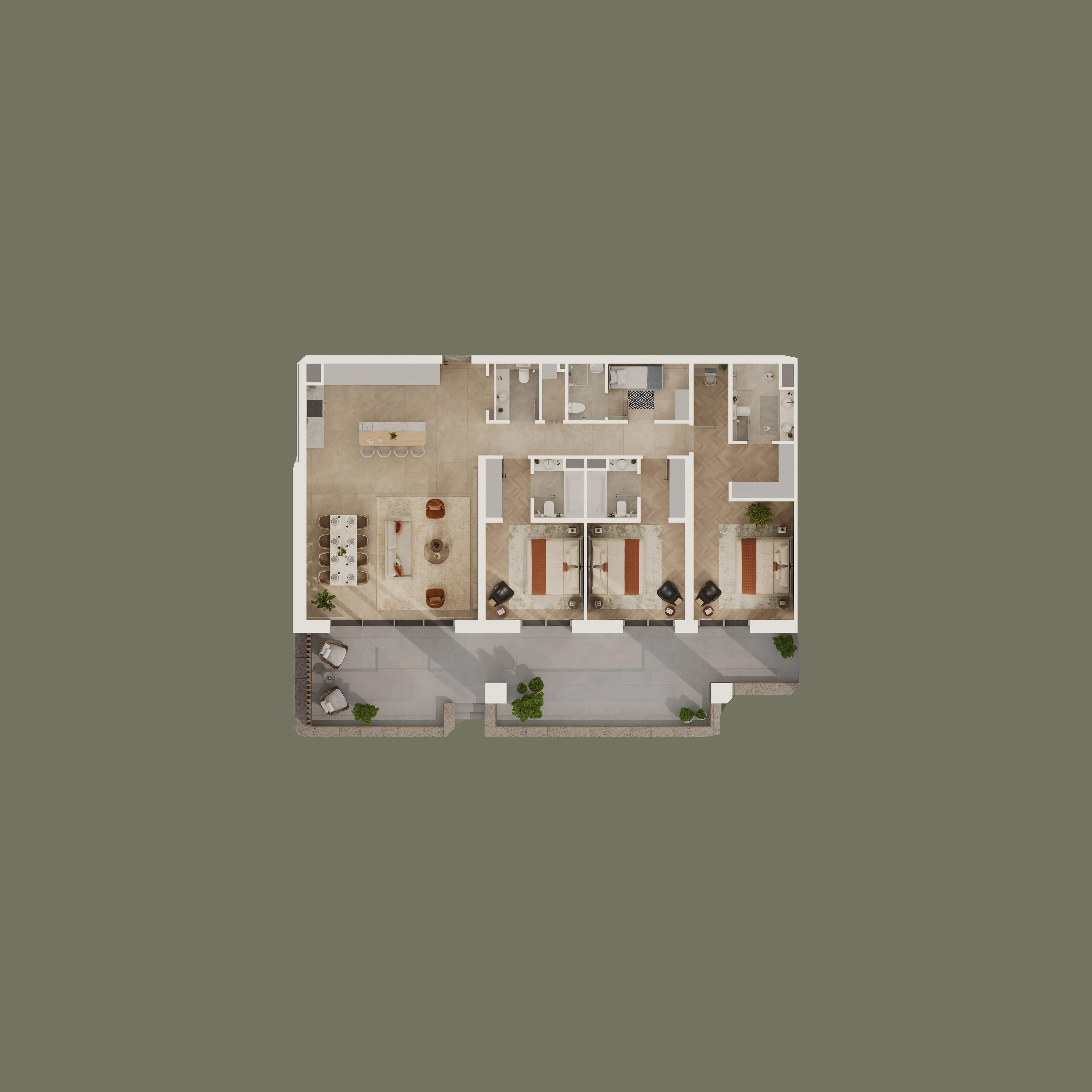 3 bedroom apartment plus maid room and study, B1-G-01
