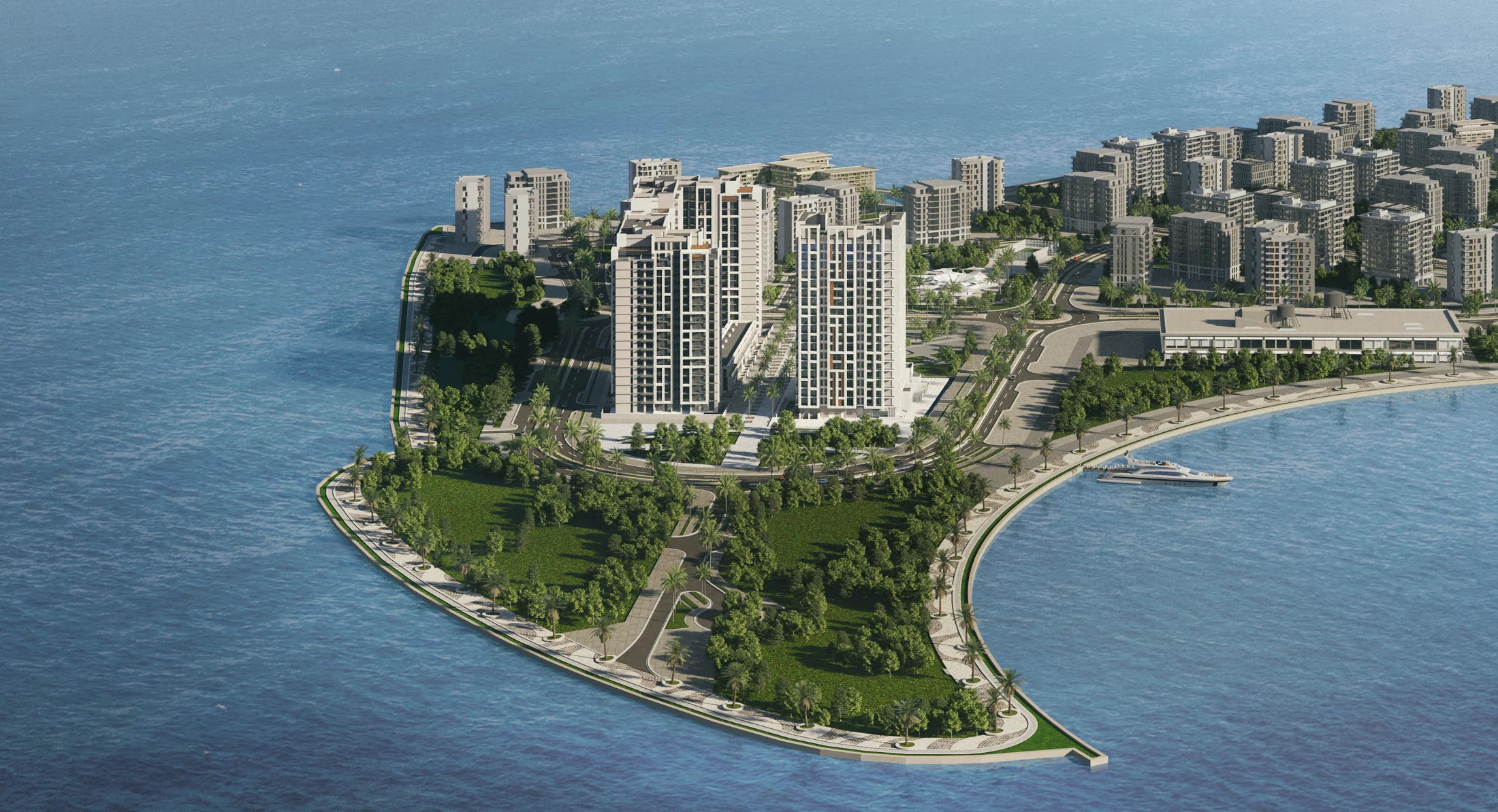 Selina Bay waterfront exterior architectural illustration by Reportage