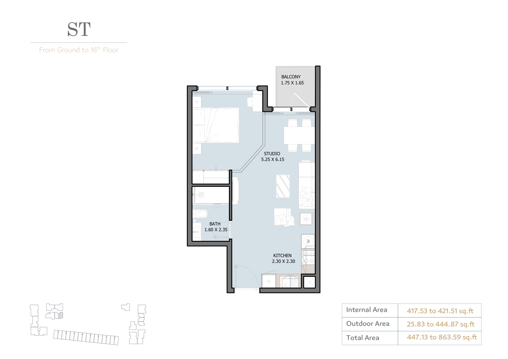 Selina Bay West Studio complete home layout and printed area table