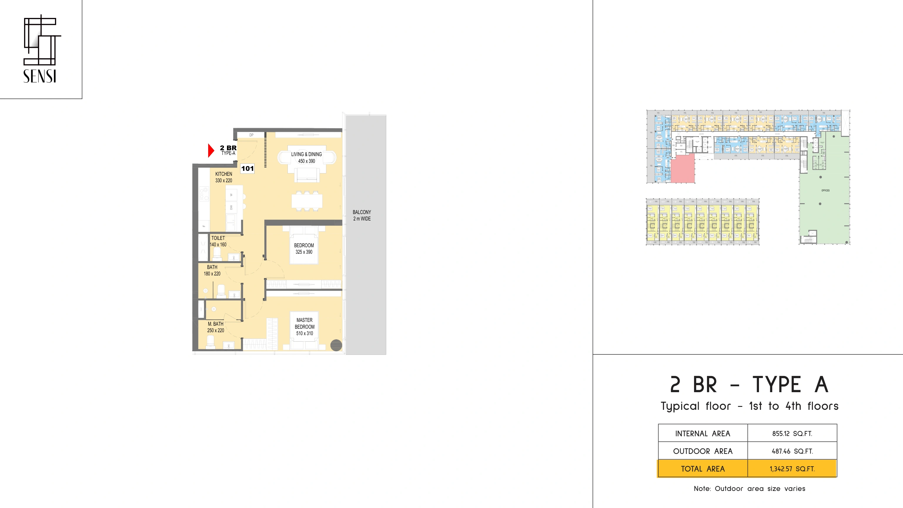 2 bedroom Type A complete developer layout, Sensi