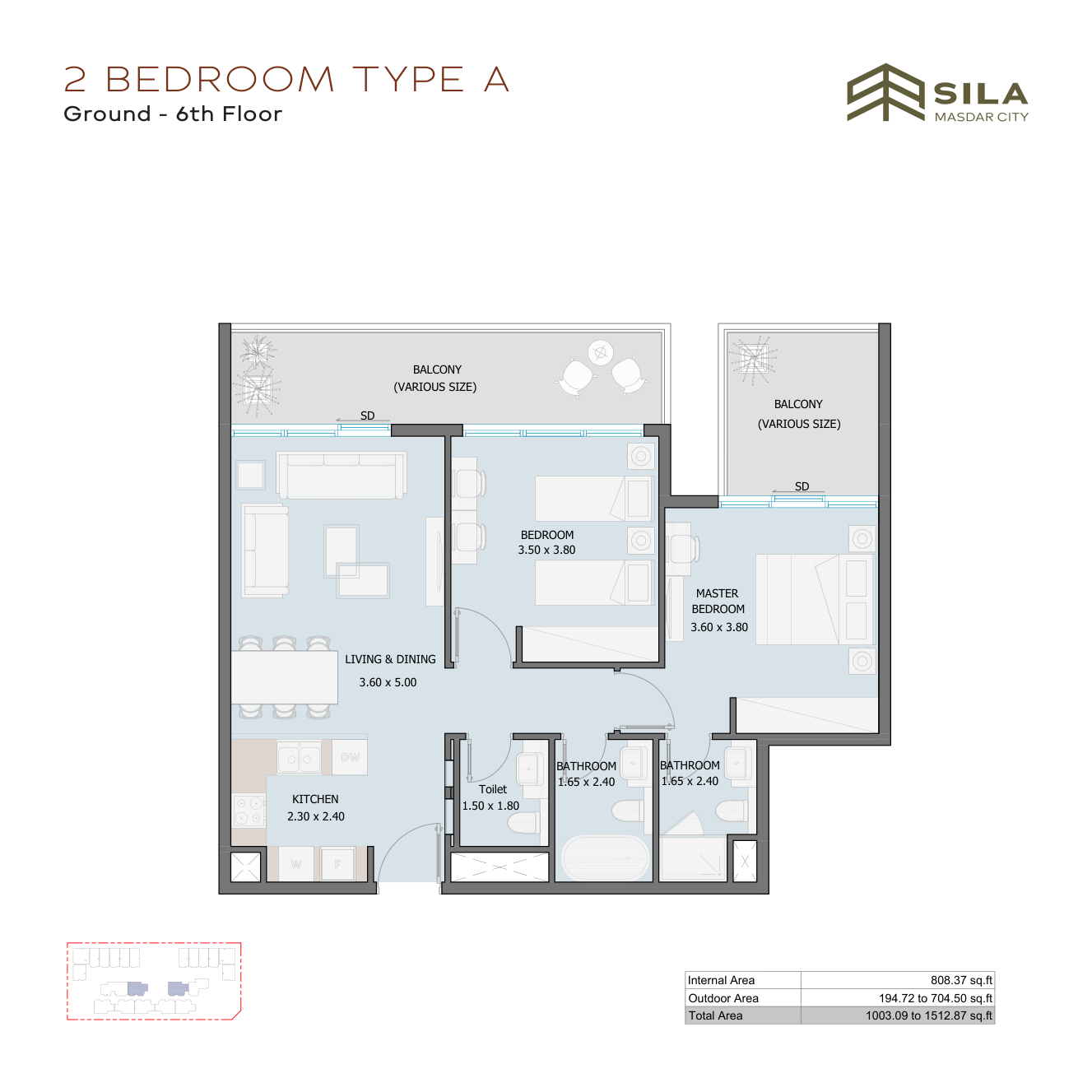 Sila Two Bedroom Apartment Type A complete original home drawing